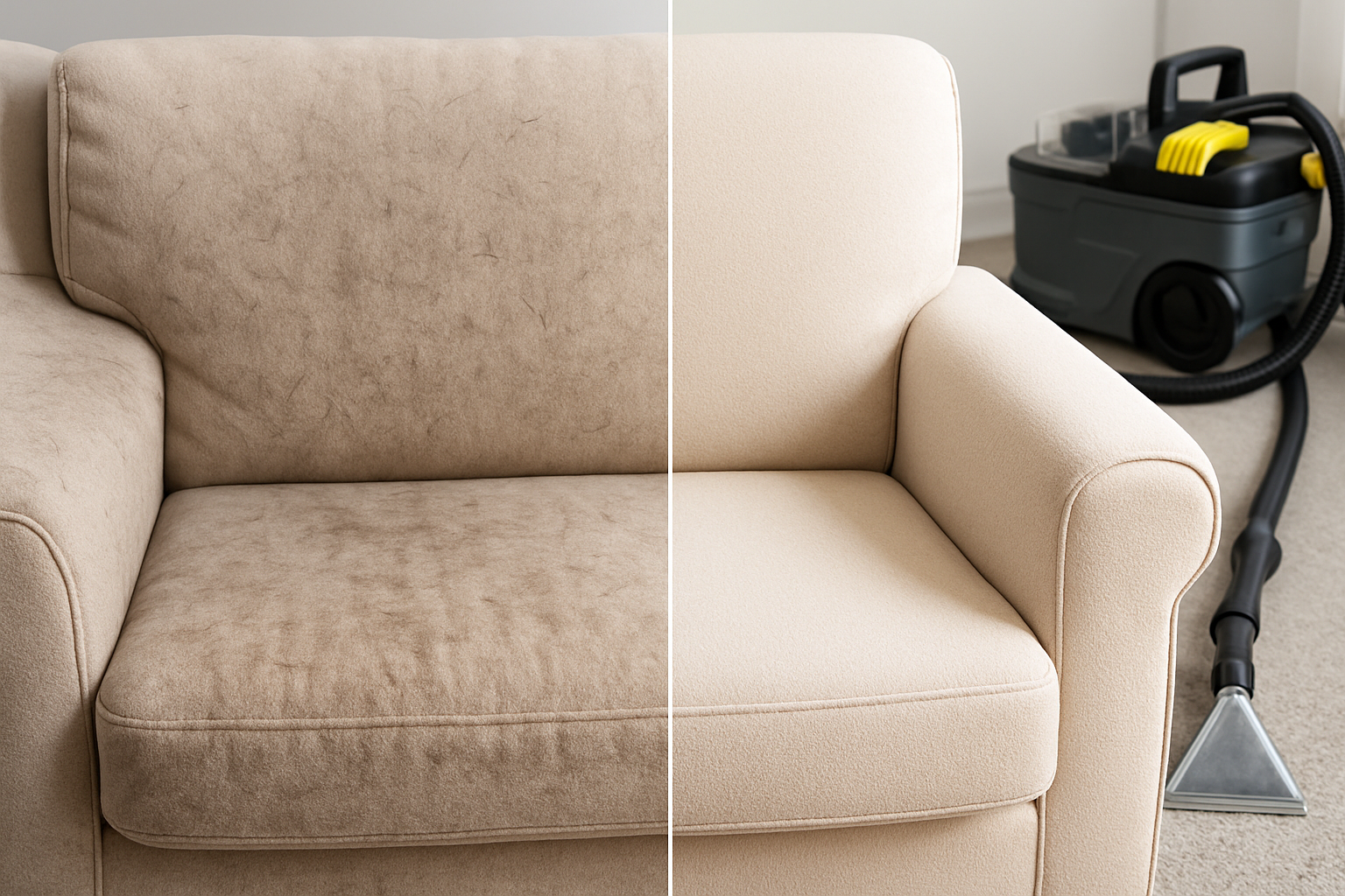 professional uphostery clean before and after